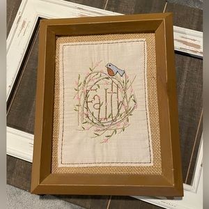 Lovely embroidery with this nest, bird and Faith message.